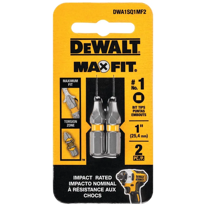 DeWalt Max Fit Square 1 X 1 In. L Screwdriver Bit Set Steel 2 Pk