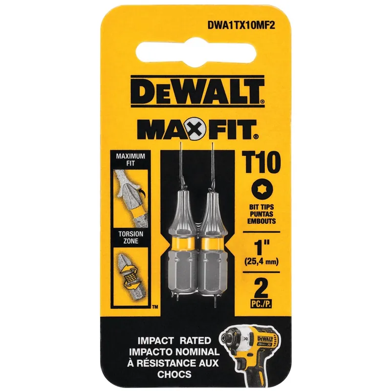 DeWalt Max Fit Torx 10 X 1 In. L Screwdriver Bit Set Steel 2 Pk