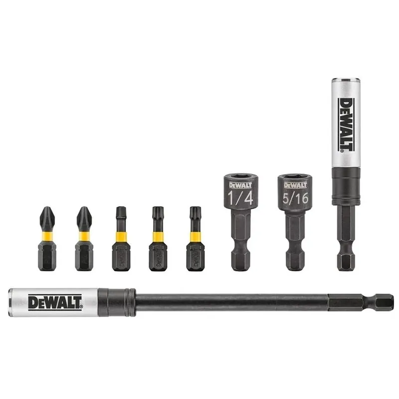 DEWALT FlexTorq 9‑Piece Bit Holder Set – Quick‑Change Torque‑Control