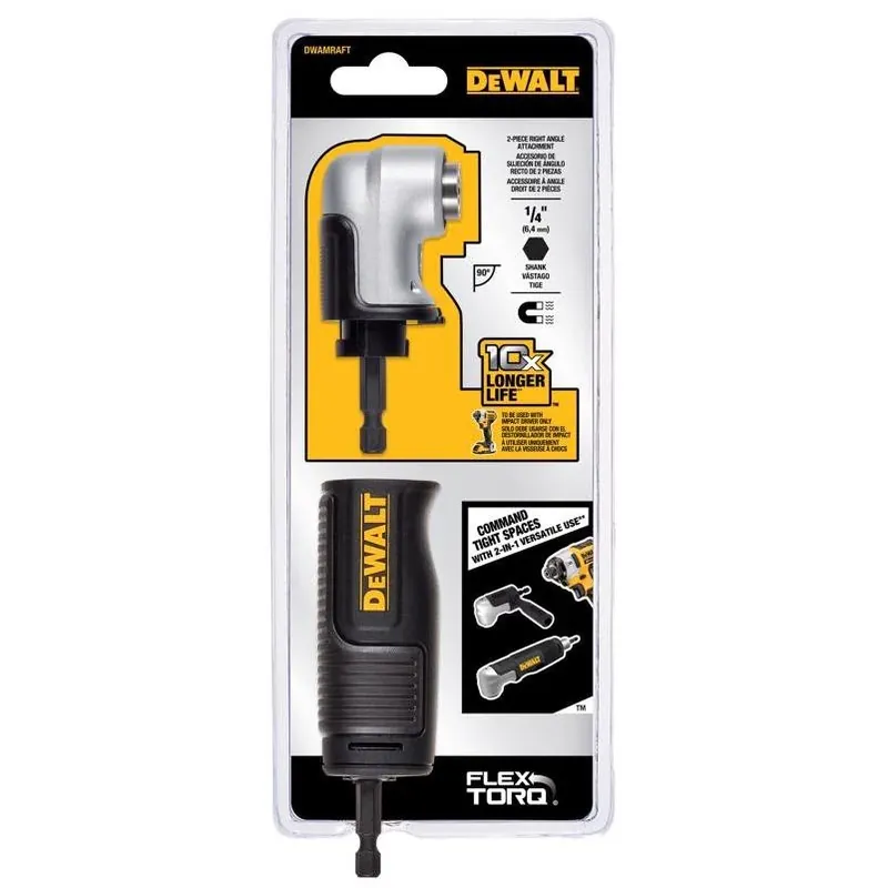 DEWALT Elite 2‑Piece Right‑Angle Adapter Set – Compact 4‑in‑1 For Impact Drivers