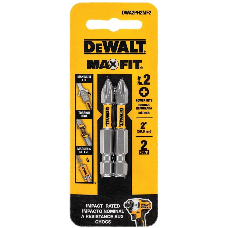 DeWalt Max Fit Phillips 2 X 2 In. L Screwdriver Bit Set Steel 2 Pk