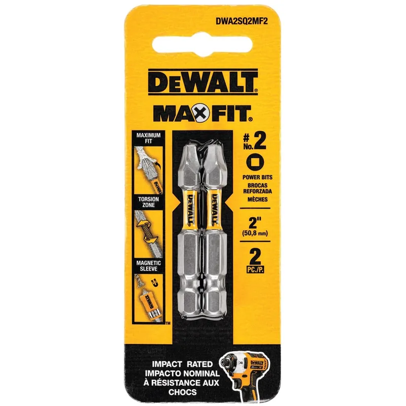 DeWalt Max Fit Square 2 X 2 In. L Screwdriver Bit Set Steel 2 Pk