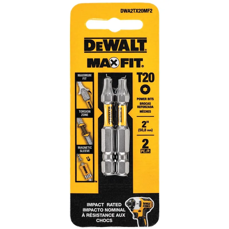 DeWalt Max Fit Torx 20 X 2 In. L Screwdriver Bit Set Steel 2 Pk