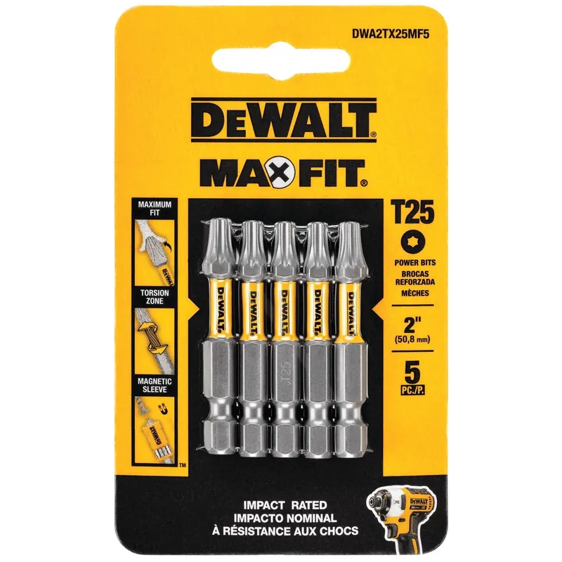 DeWalt Max Fit Torx 25 X 2 In. L Screwdriver Bit Set Steel 5 Pk