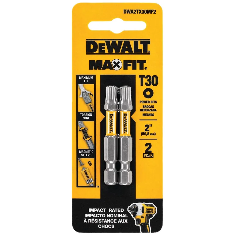 DeWalt Max Fit Torx 30 X 2 In. L Screwdriver Bit Set Steel 2 Pk