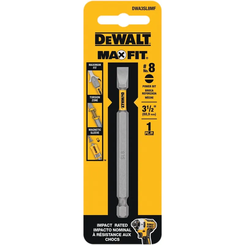 DeWalt Max Fit Slotted 8 X 3.5 In. L Screwdriver Bit Steel 1 Pk