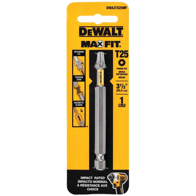 DeWalt Max Fit Torx 25 X 3.5 In. L Screwdriver Bit Steel 1 Pk