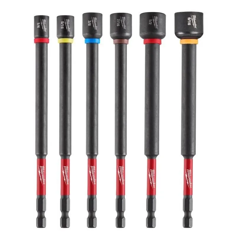 Milwaukee 6‑Inch Steel Magnetic Nut Setter Set – 6‑Piece Hex‑Shank Impact‑Rated Kit