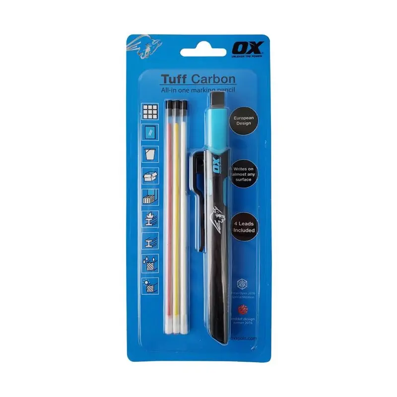 OX Tools Tuff Carbon 6.3 In. L All In One Carpenter Pencil Kit Black 4 Pc
