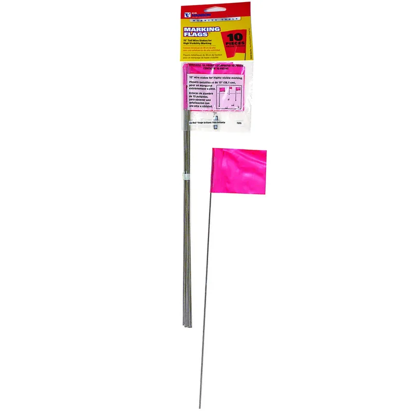 C.H. Hanson 15 In. Fluorescent Red Marking Flags Polyvinyl 10 Pk