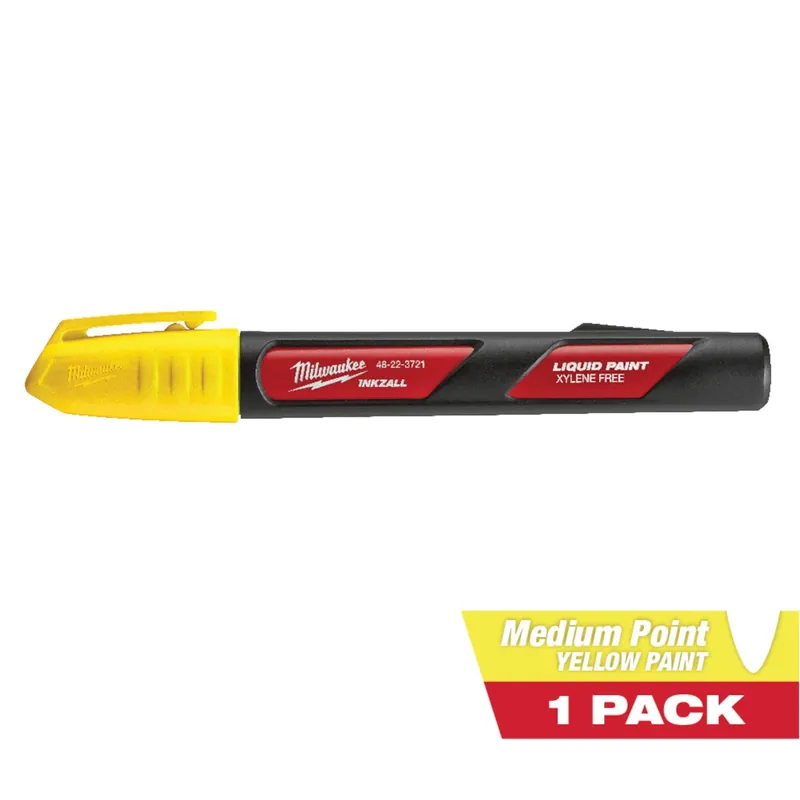 Milwaukee INKZALL Yellow Medium Tip Liquid Paint Marker 1 Pk