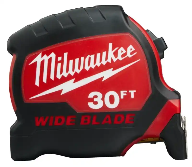 Milwaukee 30 Ft Tape Measure, 1-1/8 In Wide Blade, Abs Case
