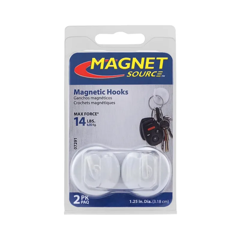 Magnet Source 1.4 In. L X 1.25 In. W White Magnetic Hooks 14 Lb. Pull 2 Pk