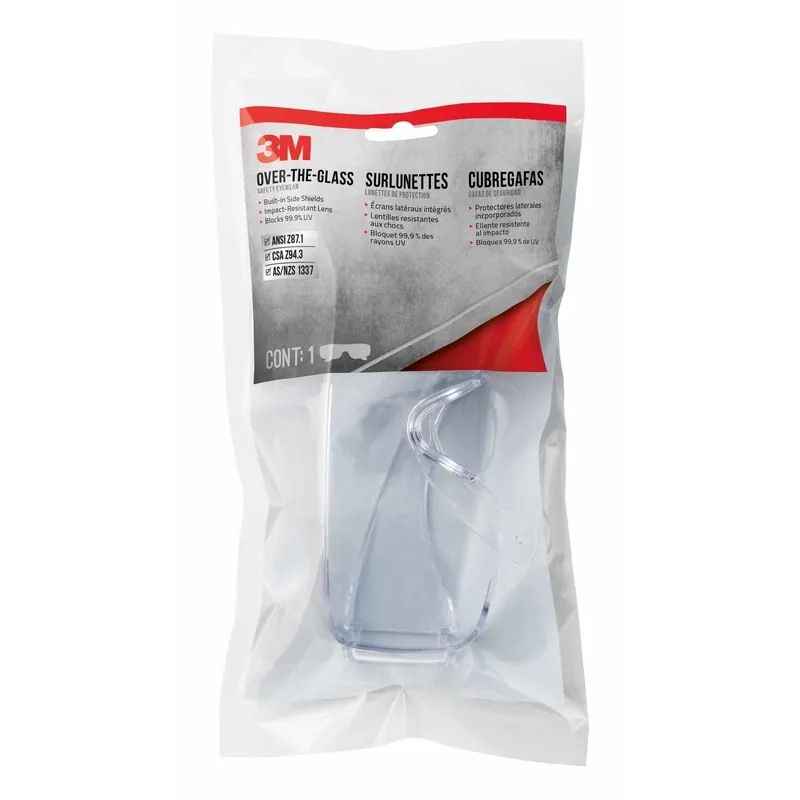 3M Over-the-Glass Safety Glasses Clear Lens Clear Frame 1 Pc