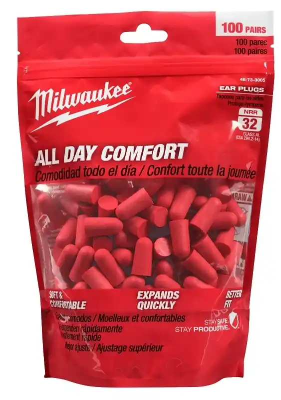 Milwaukee 32 DB Earplugs Red 100 Pair