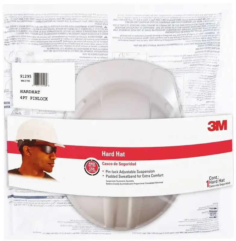 Hard Hat Vented Cap Style, Pin-Lock Adjustment, White