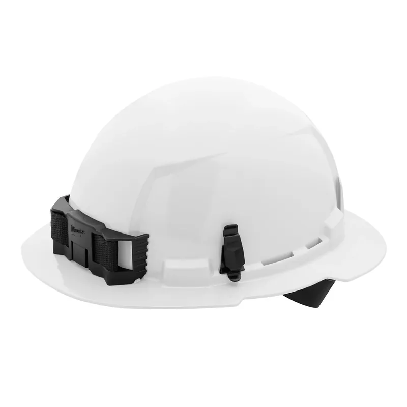 White Full Brim Ratcheting Type 1 Class E Hard Hat With Bolt Accessories