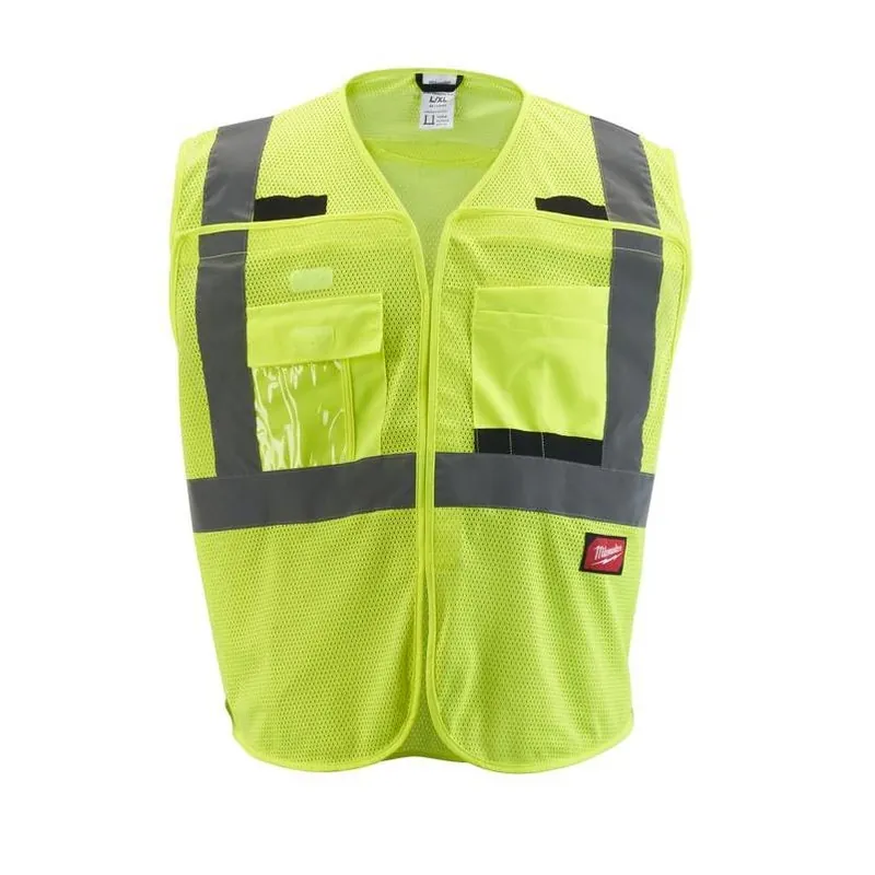 Milwaukee High‑Visibility Yellow Mesh Safety Vest – L/XL, ANSI‑Certified & Reflective