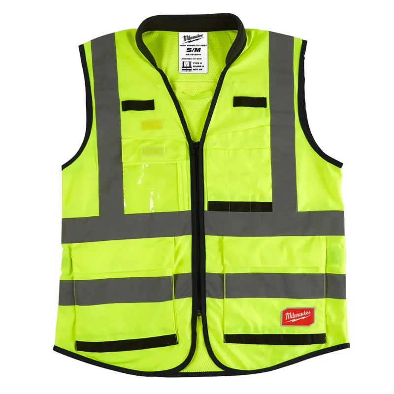 Ansi Class 2 Hi Vis Yellow Performance Safety Vest, Large/extra Large, 15 Pockets