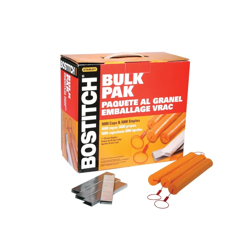 Bostitch 5/16 In. W X 1 In. L 18 Ga. Medium Crown Caps And Staples 5000 Pk