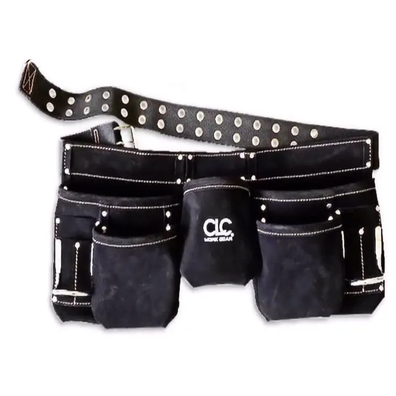 11 Pocket Suede Leather Apron Pouch Black 29 In. To 49 In. Adjustable