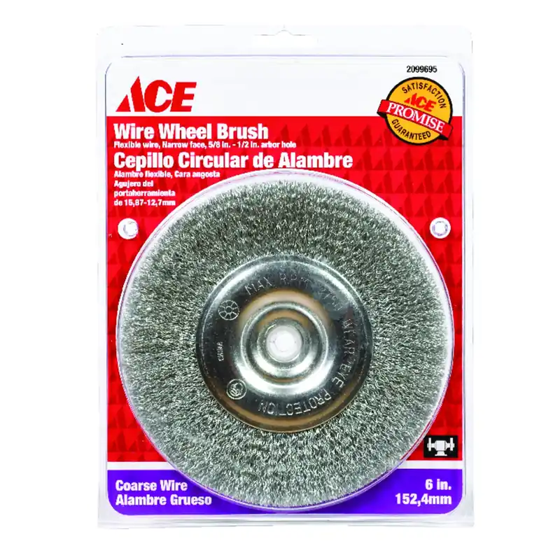 6 In. Crimped Wire Wheel Brush Steel 3750 Rpm For Cleaning And Deburring