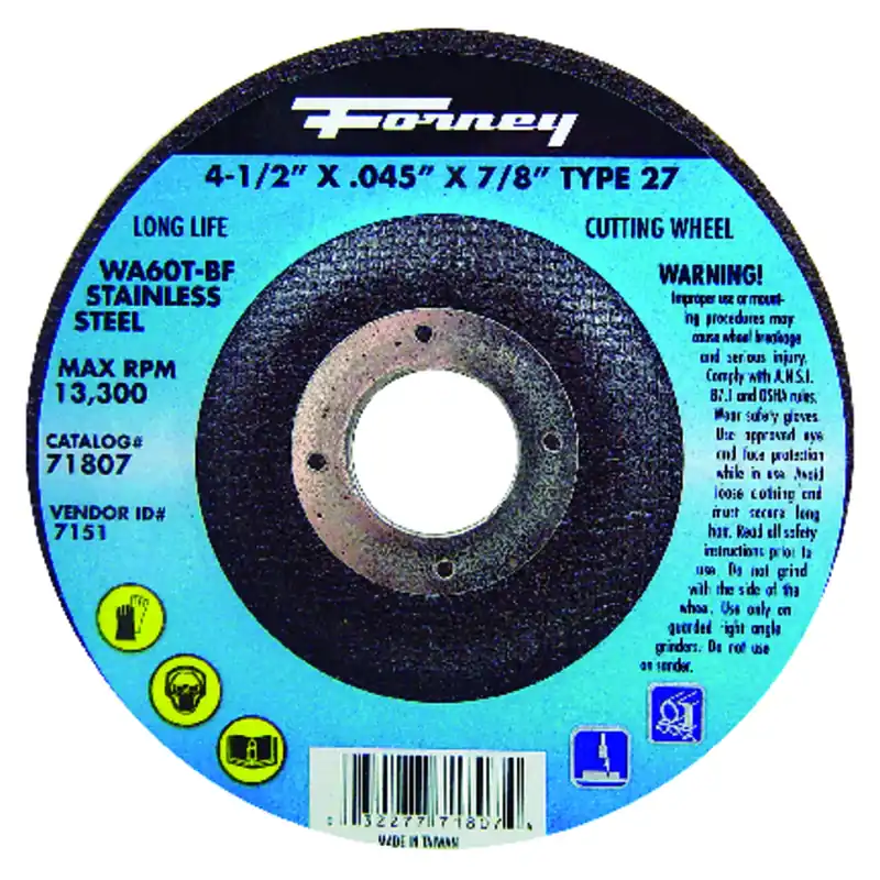 Cutting Wheel, Type 27, 4.5 X .045-In.