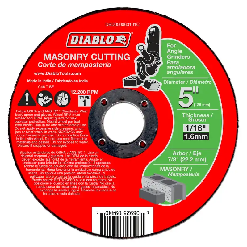 Diablo 5 In. D X 7/8 In. X 1/16 In. Thick Silicon Carbide Masonry Cut-Off Disc 1 Pk