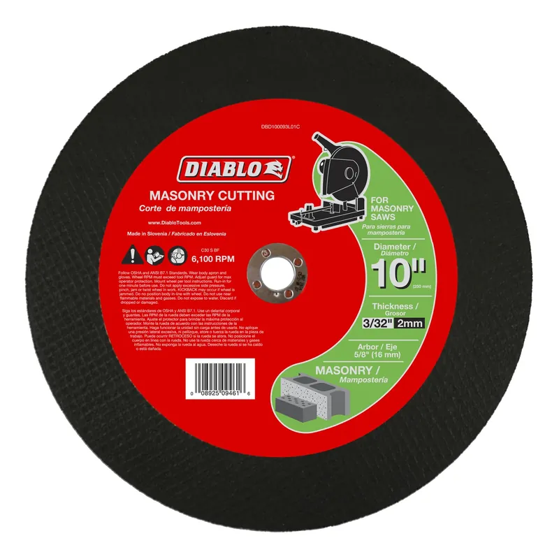 Diablo 10 In. D X 5/8 In. X 3/32 In. Thick Aluminum Oxide Masonry Cut-Off Disc 1 Pk