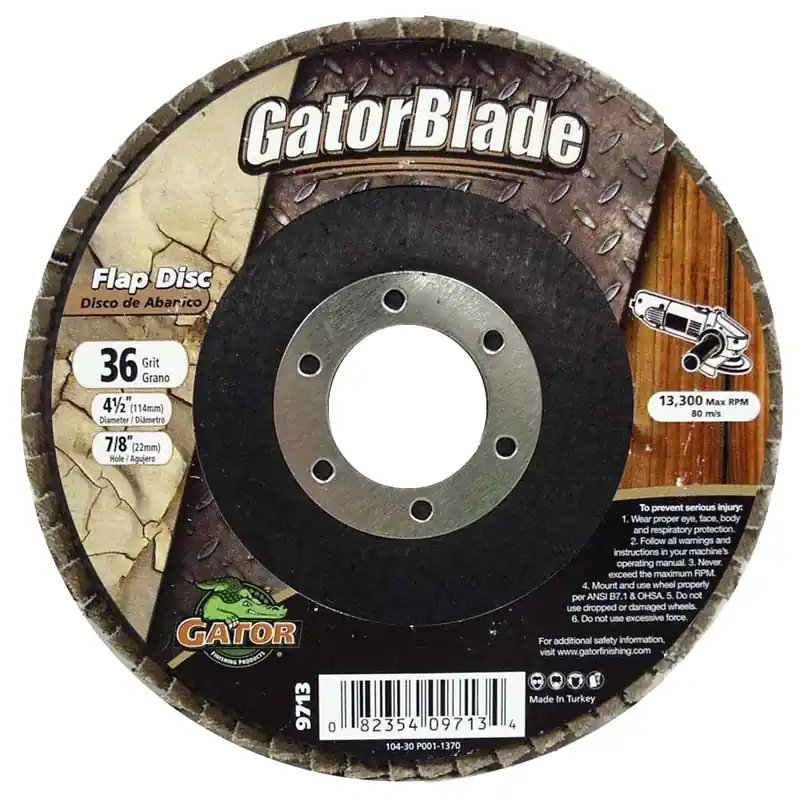 Gator 4-1/2 In. D X 7/8 In. Zirconia Aluminum Oxide Flap Disc 36 Grit 1 Pk