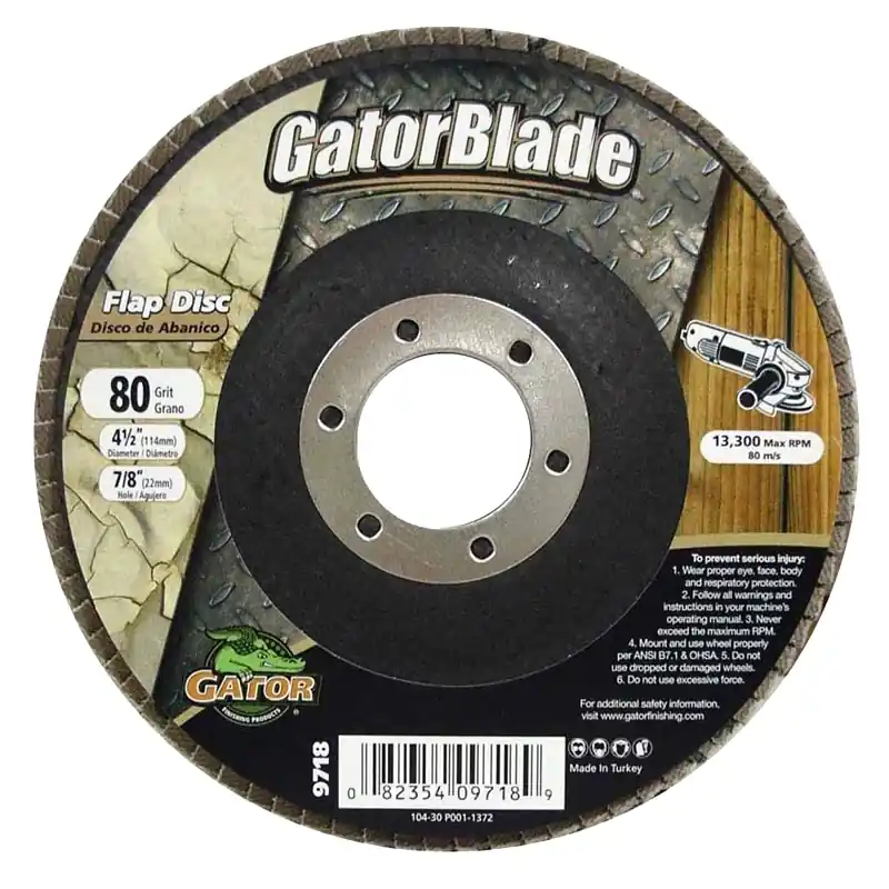 Gator 4-1/2 In. D X 7/8 In. Zirconia Aluminum Oxide Flap Disc 80 Grit 1 Pk