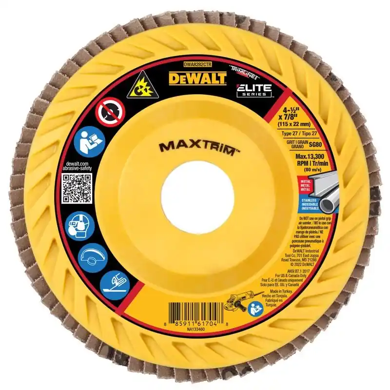 DEWALT MaxTrim 4-1/2 In. D X 7/8 In. Ceramic Trim Flap Disc 80 Grit 1 Pc