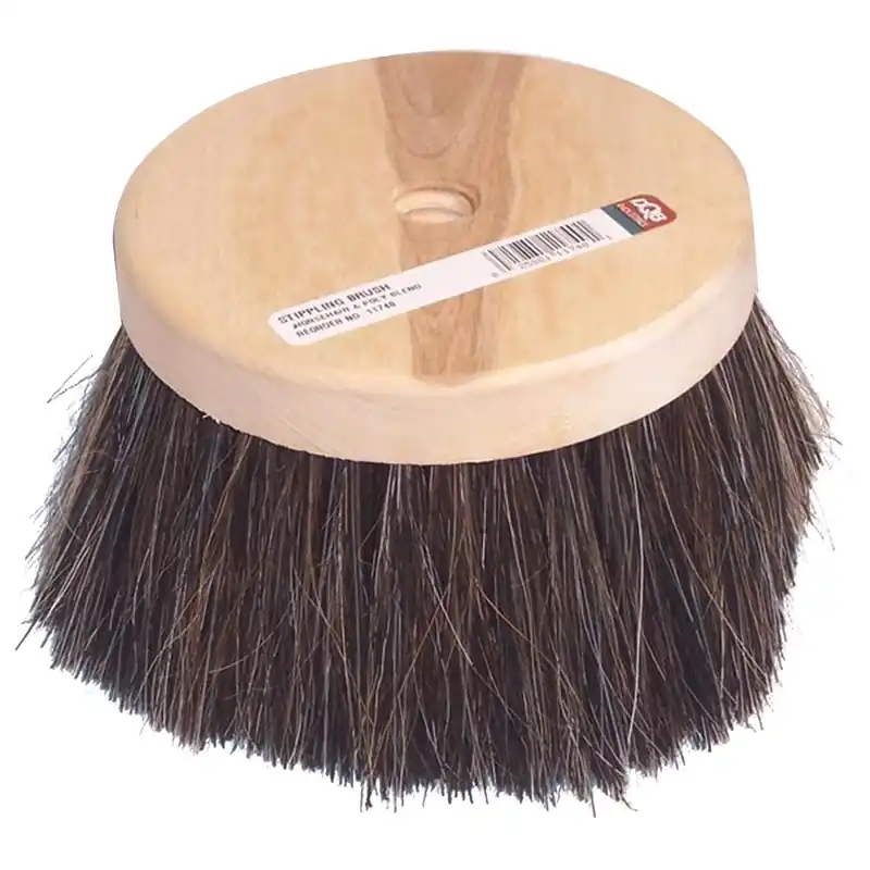 Wood Handle Stippling Brush 5.5 Inch Round With Horsehair/synthetic Blend Bristles