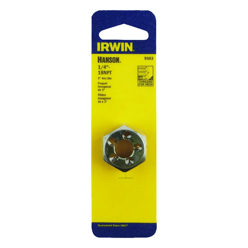 Hexagon Die, National Pipe Taper Thread, 1/4-In. X 18