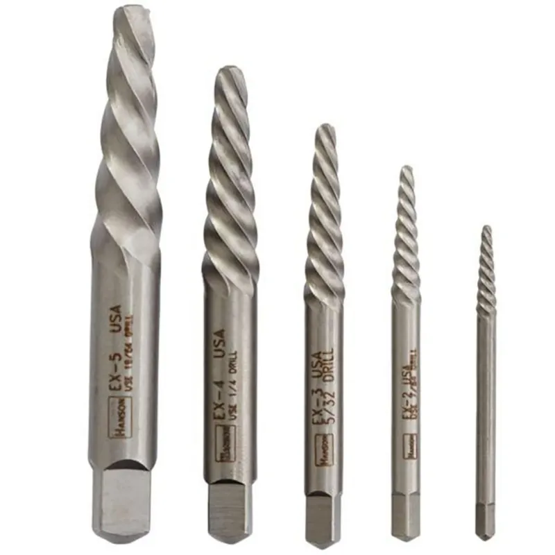 Hanson 19/64 In. Carbon Steel Spiral Screw Extractor Set 7 In. 5 Pieces