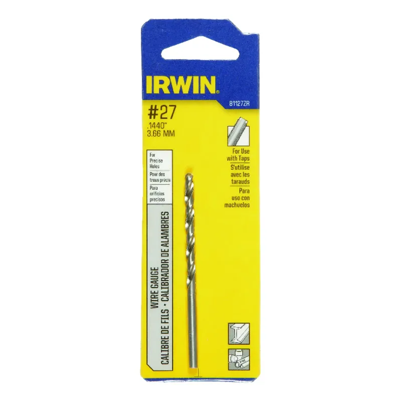 27 High Speed Steel Wire Gauge Drill Bit, 3 In. Length, Straight Shank