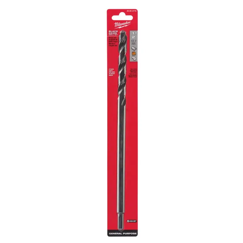 1/2 In. X 12 In. Black Oxide Aircraft Length Drill Bit 3-flat Shank