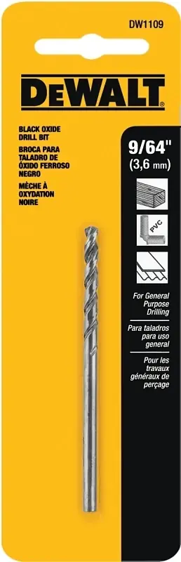 Black Oxide Drill Bit, 9/64 In.