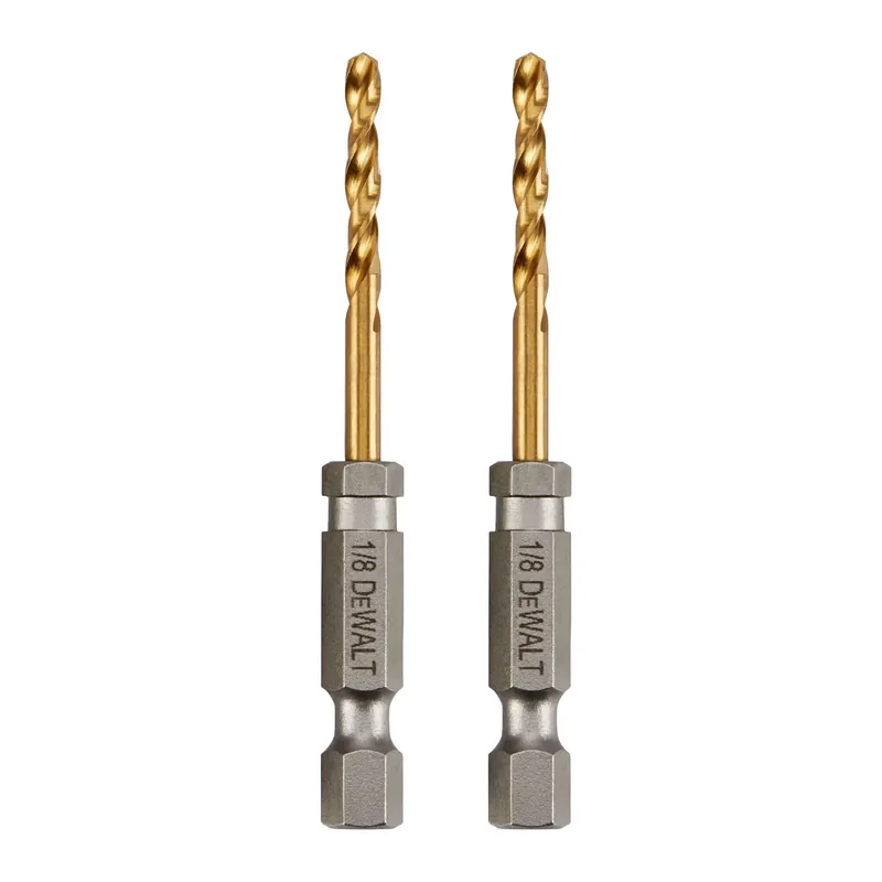 DeWalt 1/8 In. X 2-5/8 In. L Titanium Drill Bit Hex Shank 2 Pk