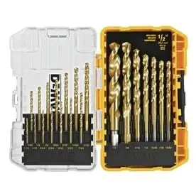Dewalt 21-piece Titanium Twist Drill Bit Set For Metal, Wood, And Plastics