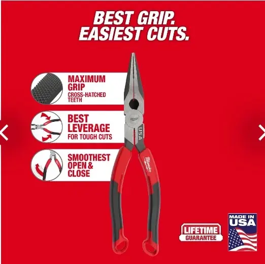 8 In. Comfort Grip Long Nose Pliers Mt555 - Usa Made