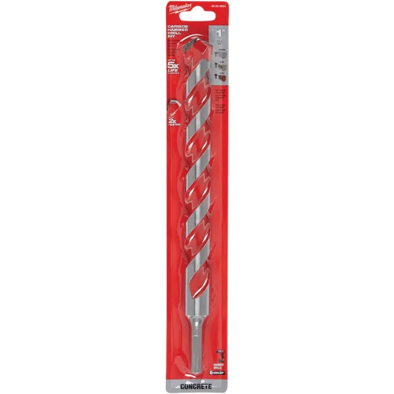 Milwaukee Shockwave 1 In. X 12 In. L Carbide Hammer Drill Bit 3-Flat Shank 1 Pk