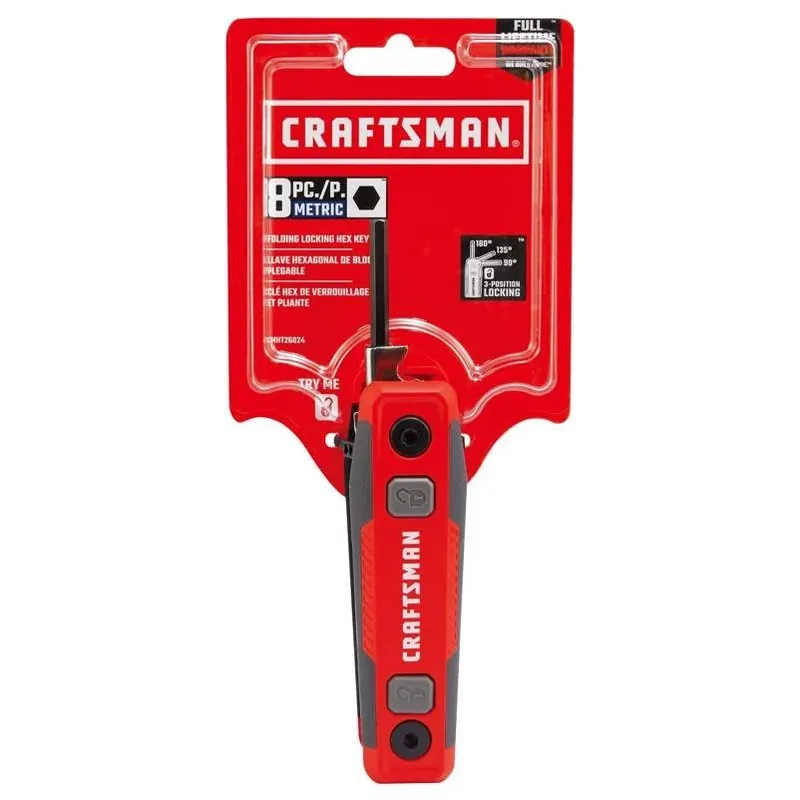 Craftsman 8‑Piece Metric Folding Hex Key Set With Locking Design