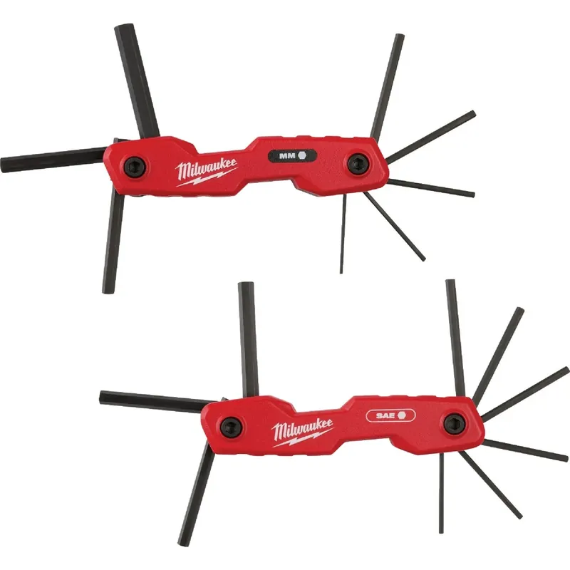Milwaukee Metric And SAE Fold-Up 17-Key Folding Hex Key Set 2 Pc
