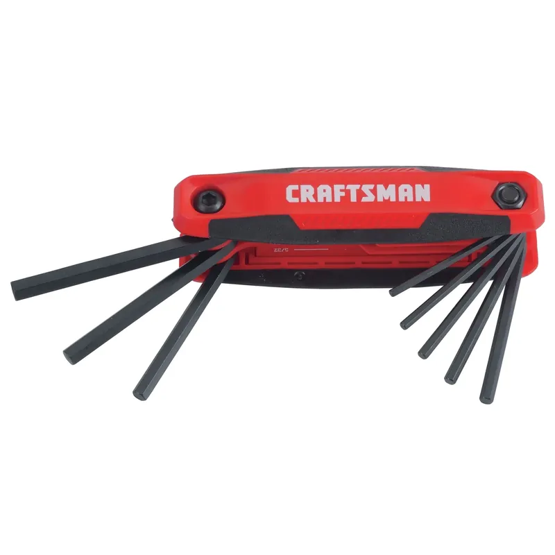 9-piece Sae Fold-up Hex Key Set With Durable Composite Handle