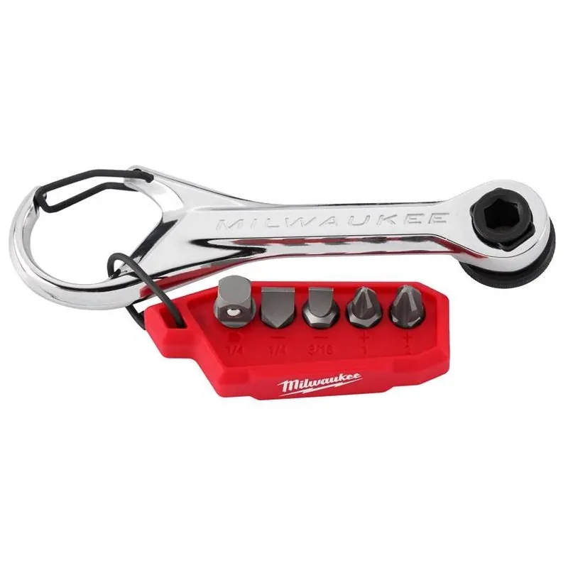 Milwaukee 1/4" Drive Multi‑Bit Mini Ratchet – Compact Steel Tool