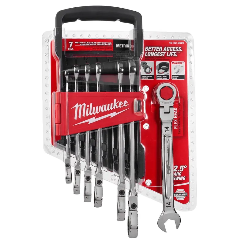 7-piece Metric Ratcheting Flex Head Combination Wrench Set 48-22-9529
