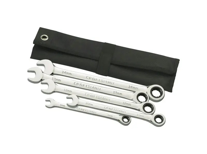 5 Piece Metric Ratcheting Box Wrench Set - Steel Construction