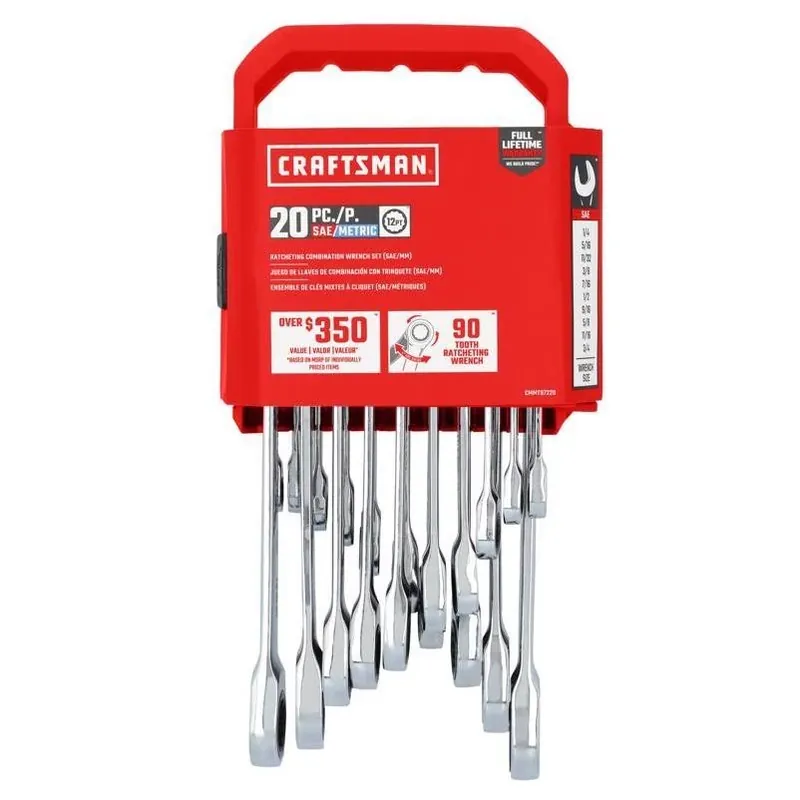 Craftsman 20‑Piece Ratcheting Box Wrench Set – 12‑Point Metric & SAE Combination
