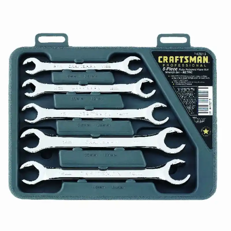 5 Piece Metric Flare Nut Wrench Set - Steel Construction